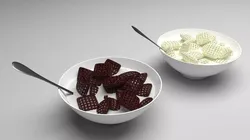 Bowl of Latticed Pillow Cereals 3D model