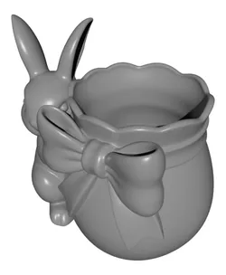 Coquette Bunny Bow Vase - Sculptural Rabbit Planter & Spring Home Decor