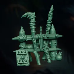 Goblin Weapon Rack | Scatter Terrain | Tabletop Prop | DnD 5e STL Terrain | 32mm Scale
