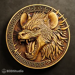 Hyena Relief  Relief for CNC Laser and 3D Print STL File and 4K Grayscale TIF - High Detail 3D Model