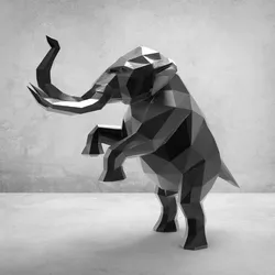 Poly mammoth sculpture - position 3
