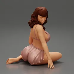 Sexy Woman Girl Sitting in night short