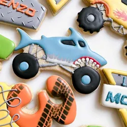 4 sizes - Shark Monster Truck / Monster Jam Cookie Cutter - SHARP cutting edges!