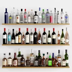 50 Alcohol Bottles Low-poly 3D model