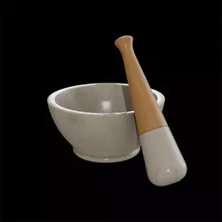 Apothecary Mortar and Pestle white marble Low-poly 3D model