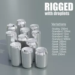 Beverage soda cans Value Pack - RIGGED Low-poly 3D model
