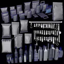 Bottles pouches and zippers pack