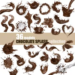 Chocolate splash 36 models Collection 3D model
