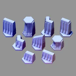 Magnetic hex walls/towers terrain - By PunyKaiju