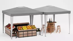 Produce Market Stall V2 - Fair Stand with Wine Display 3D model