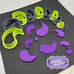Set of 10 Paisley Yin Yang Shape Cookie Cutters | Polymer Clay Fondant Cutters Tools | Earring Jewelry Makers | Set 4