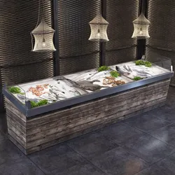 Showcase with fish and seafood 3D model