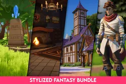 Stylized Fantasy Medieval Bundle Low-poly 3D model