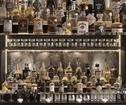 Bar Set 5 Liquor Bottles 3D model