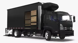 Cargo Delivery Box Truck Black Rigged 3D model