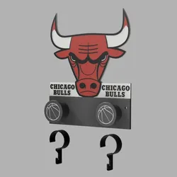 Chicago Bulls Wall Hook with Removable Key-Hanger Clips