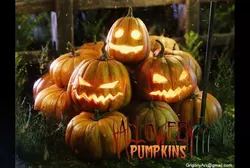 Halloween pumpkins and other stuff Low-poly 3D model