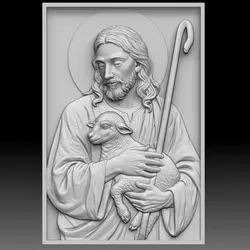 Jesus Christ holding a lamb Relief