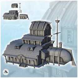 Large medieval wooden pirate building with mast and floor (8) - Pirate Jungle Island Beach Piracy Caribbean Medieval