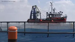 Marine Aquaculture Net Cages with Support Vessel 3D model