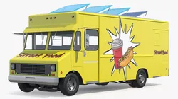 Solar Powered Street Food Truck Rigged for Cinema 4D 3D model