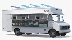 Solar Roof Snack Truck with Interior White Rigged 3D model