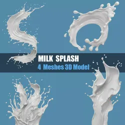 Splash of Milk 4 Meshes 3D Model Collection 3D model