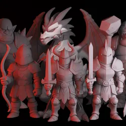 Dark Fantasy RPG Miniatures - Dragon Boss, Warriors & Ogres STL Bundle