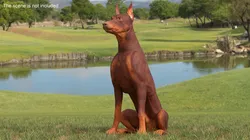 Doberman Dog Brown Sits 3D model