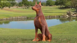 Doberman Dog Brown Sits Fur 3D model