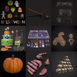 Halloween Prop Mix Six 3D Model Pack