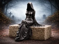 Lady Reaper – The Silent Throne - sitting - Free 3D Print Model