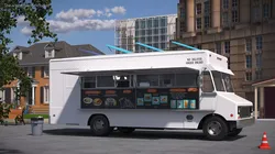 Street Kitchen Delivery Van with Interior White 3D model