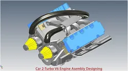 Car Engine (2Turbo V6) Advanced Assembly Designing Autodesk Inventor Tutorial