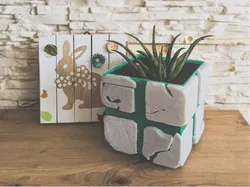 Cracked stone flower pot