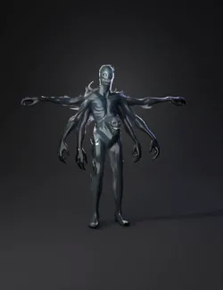 dark shadow demon with multiple arms black smoky form clawed hands