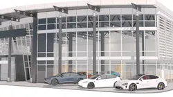 Dealership Building with Tesla Xiaomi and Lucid Cars 3D model