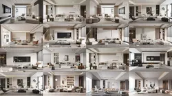 Livingroom and Kitchen interior scene 3D model 3D Model Pack