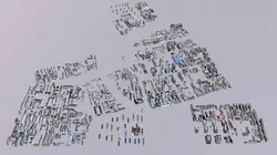 Modern urban highrise buildings building ancillary buildings 3D model