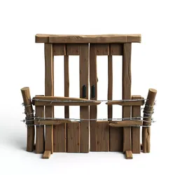 Stylized Wooden Barbed Wire Gate Low-poly 3D model