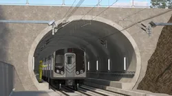 Subway Tunnel Section with Train and Worker 3D model