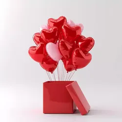 Valentine s Heart Balloon Gift Box Low-poly 3D model