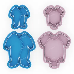 Baby Clothes Cookie Cutter & Stamp Set - Footed Sleeper & Bodysuit - 5cm & 8cm
