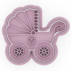 Baby Stroller v3 Cookie Cutter & Stamp - 8cm