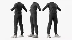 Cashier Work Uniform Clothing Set with Athletic Shoes Black 3D model