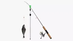 Fishing Rod with Caught Dorado 3D model