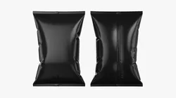 Glossy Black Chips Snack Bag Pillow Pack Mockup 3D model