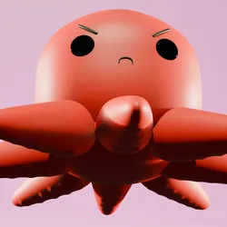 kawaii angry face octopus