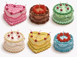 Set of Vintage Colorful Cakes 3D Model Pack