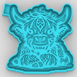 Sitting Highland Cow 181632 - freshie mold - STL for silicone mold